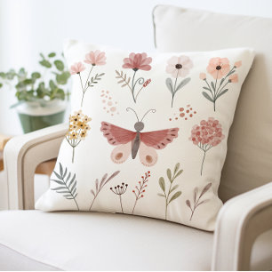 Butterfly Floral Garden Boho Chic Nature Inspired Cushion