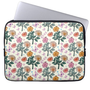 Butterfly Floral Garden Pattern Laptop Sleeve