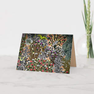 Butterfly floral garden willow vintage illustratio card