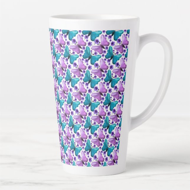 Butterfly floral gift  latte mug (Right)