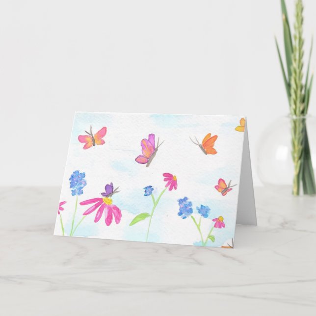 Butterfly & Floral Greeting Card (Blank Inside) (Front)