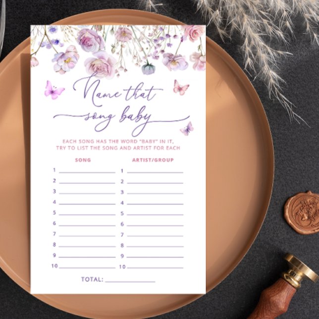 Butterfly Floral Name That Song Baby Shower Game (Creator Uploaded)