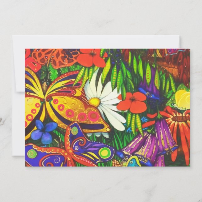 Butterfly Floral Natural Gold Metallic Announcement (Front)