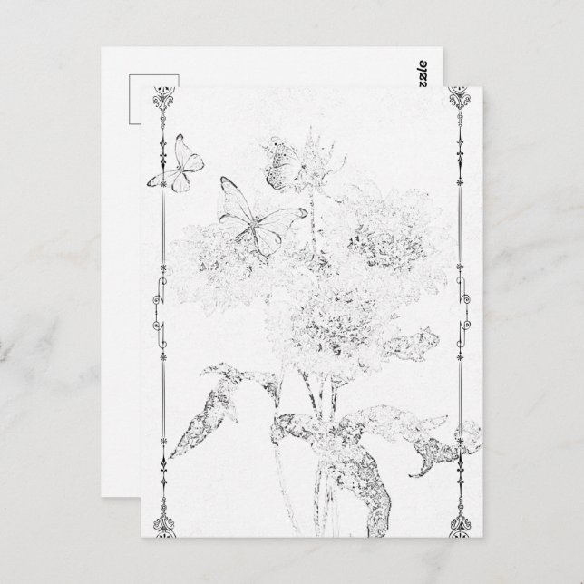 BUTTERFLY FLORAL  | Paintable Postcards© Postcard (Front/Back)