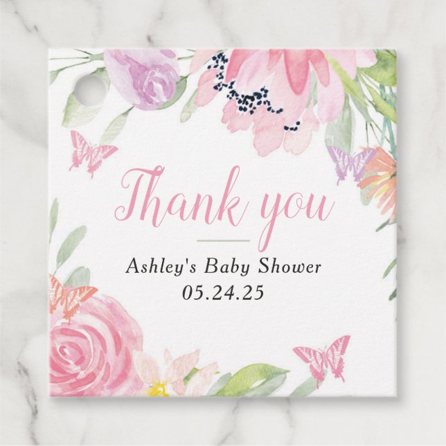 Butterfly Floral Party Favour Tag (Front)