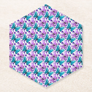 Butterfly Floral Pattern Aesthetic Cute Flowers Paper Coaster