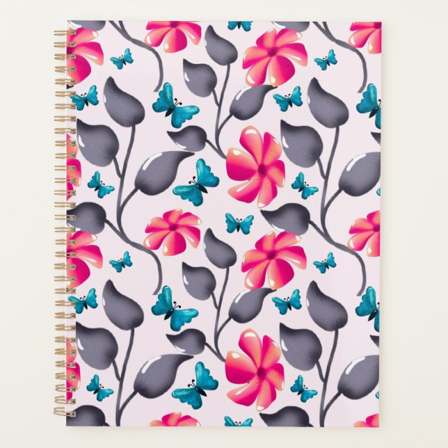 Butterfly floral  Pattern Elegant Botanical Planner (Front)