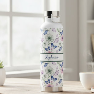 Butterfly Floral Pattern Water Bottle