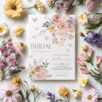 Butterfly Floral Peach Pink Purple Bridal Shower