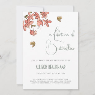 Butterfly Floral QR Code Bridal Shower Invitation
