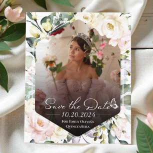 Butterfly Floral Quinceanera Photo Save The Date