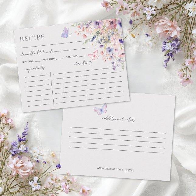 Butterfly Floral Recipe Enclosure Card (Butterfly Floral Recipe Enclosure Card)