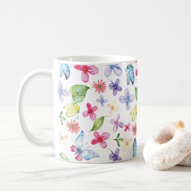 Butterfly floral spring mug (With Donut)