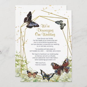 Butterfly Floral We're Downsizing Our Wedding Holiday Card