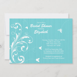 Butterfly flourish Bridal Shower Invite Turquoise