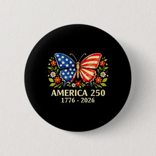 Butterfly Flower 4th of July Patriotic American 6 Cm Round Badge