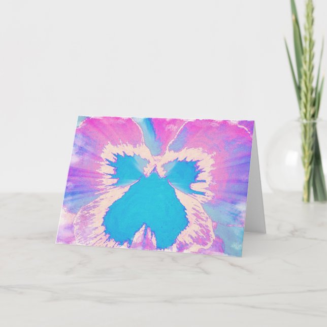 Butterfly Flower Abstract Art Note Card (Front)