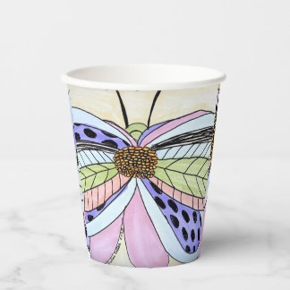 Butterfly Flower Blank Paper Cups
