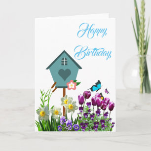 Butterfly Flower Garden Birthday Greeting Card