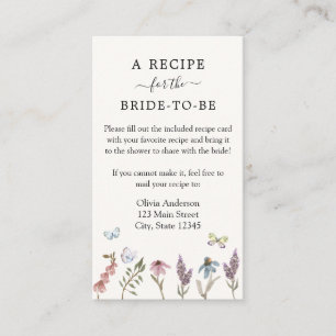 Butterfly Flower Garden Bridal Recipe Request Enclosure Card