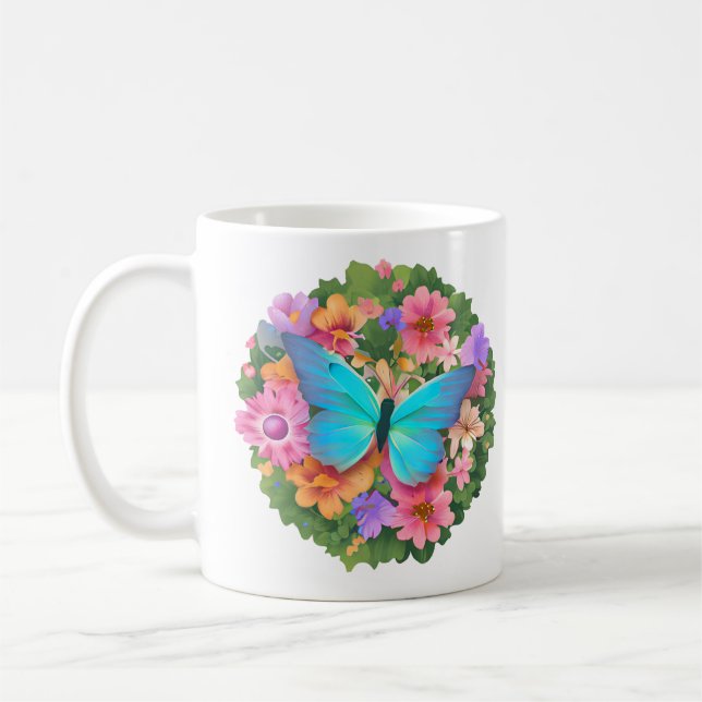 Butterfly Flower Garden Coffee Mug (Left)