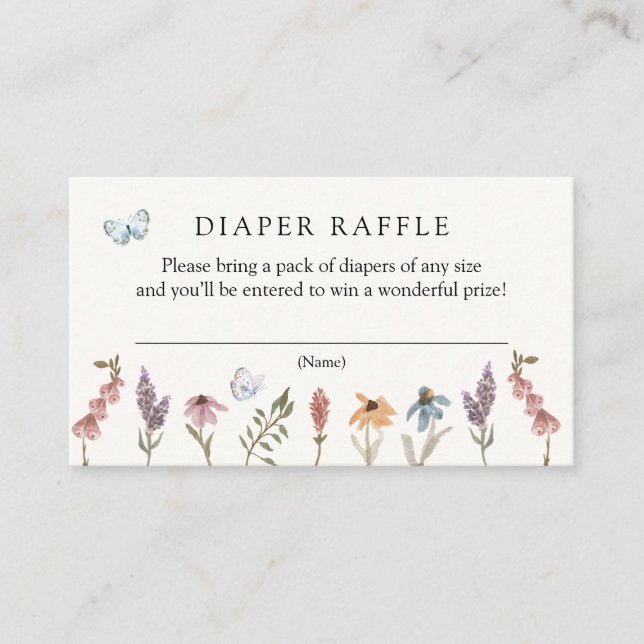 Butterfly Flower Garden Diaper Raffle insert card (Front)