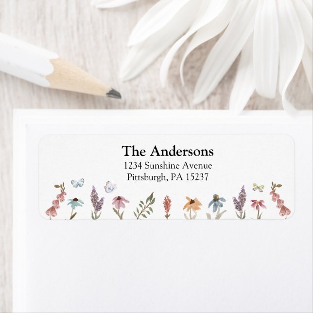 Butterfly Flower Garden Return Address Label (Insitu)