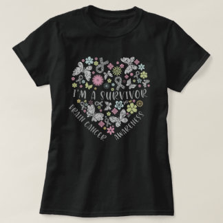 Butterfly Flower Heart Brain Cancer Survivor T-Shirt