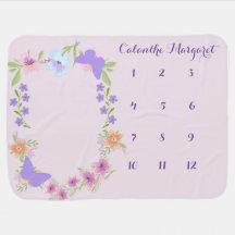 Butterfly Flower Month Milestone Blanket