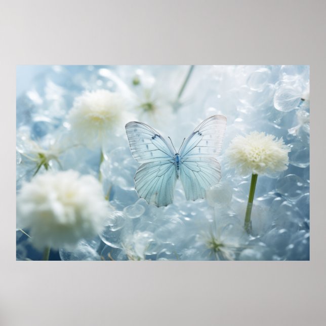 Butterfly Flower Nature Serene Tranquil  Poster (Front)