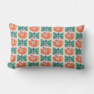 Butterfly Flower Pattern Lumbar Cushion