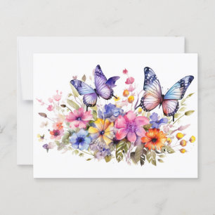 Butterfly flower pattern postcard