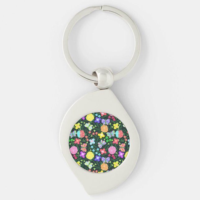 Butterfly Flower Rainbow Key Ring (Front)