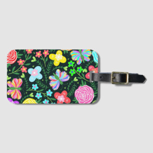 Butterfly Flower Rainbow Luggage Tag