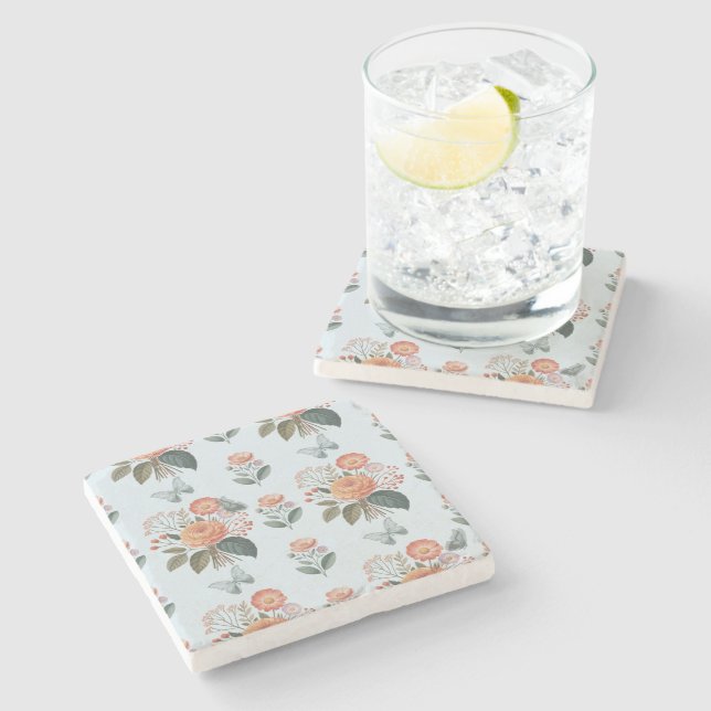 Butterfly Flower spells Stone Coaster (Side)