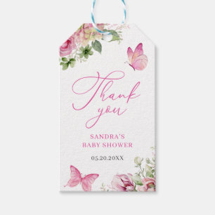 Butterfly Flower Thank You Baby Shower Gift Tags