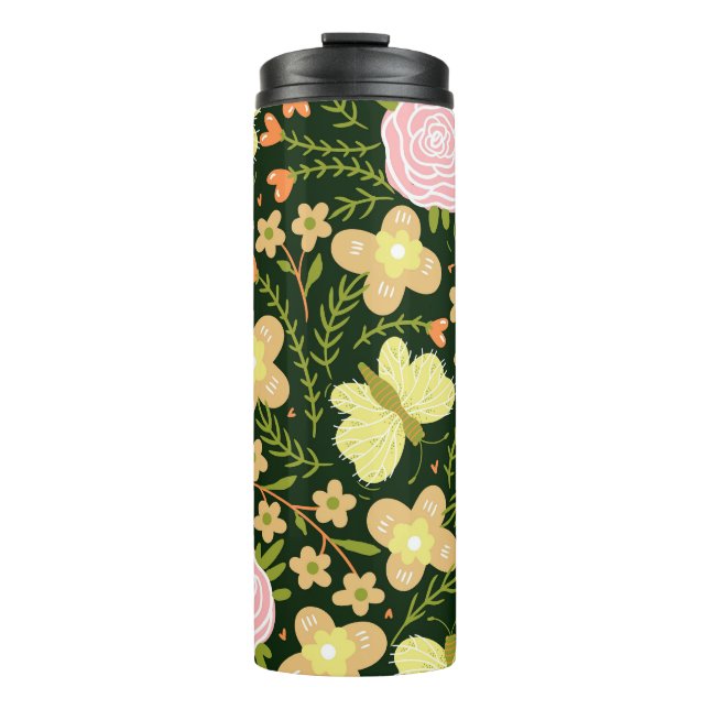 Butterfly Flower Thermal Tumbler (Front)