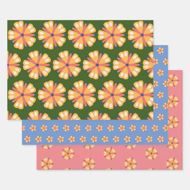 Butterfly Flower Wrapping Paper Sheet (Set)