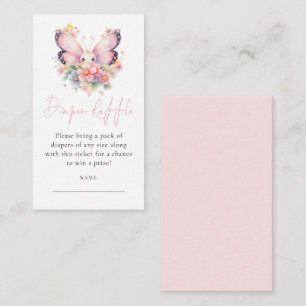 Butterfly Flowers Diaper Raffle Baby Shower Enclosure Card