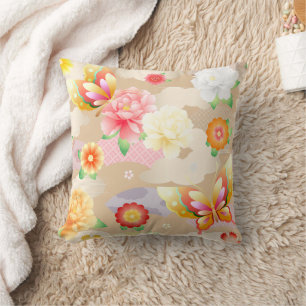 Butterfly flowers floral Nature art Pattern Cushion