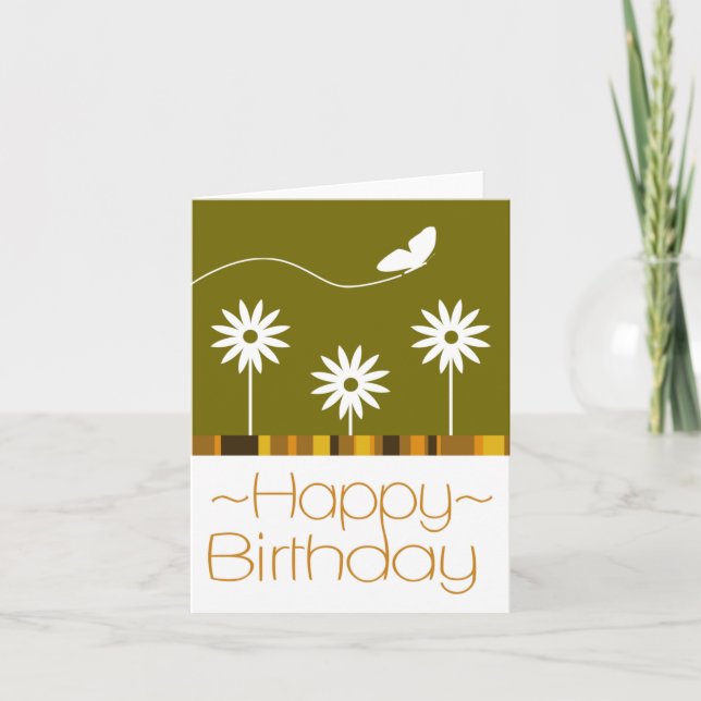 Butterfly Flowers Happy Birthday Card (Front)