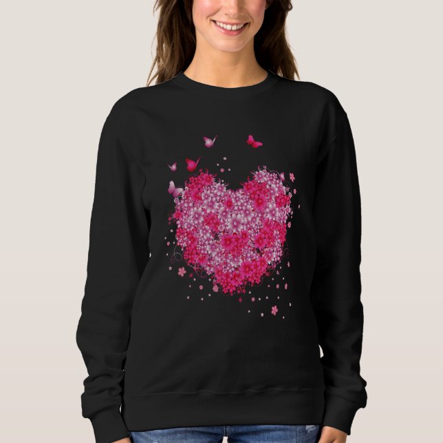 Butterfly Flowers Love Heart for Women and Girls Sweatshirt (Front)