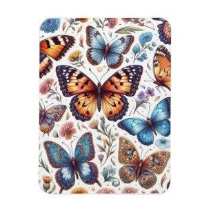 butterfly flowers pattern nature art  magnet