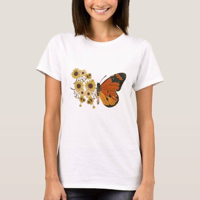 Butterfly flowers T-Shirt (Front)