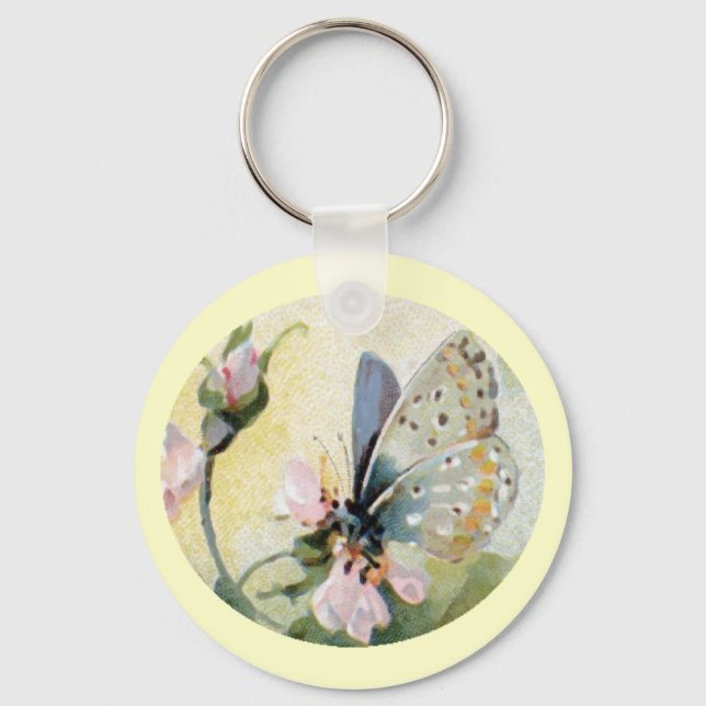 Butterfly Flowers Vintage Keychain (Front)