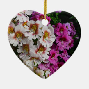 Butterfly Flowers White Pink and Purple Ceramic Tree Decoration