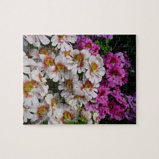 Butterfly Flowers White Pink and Purple Jigsaw Puzzle (Horizontal)