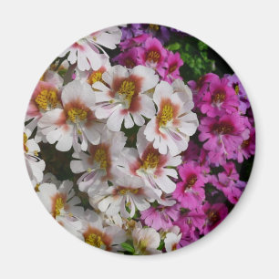 Butterfly Flowers White Pink and Purple Magnet