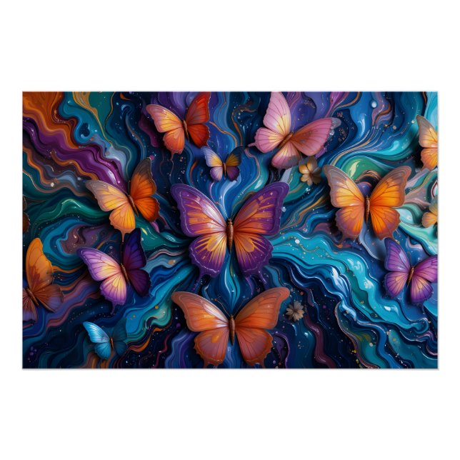 Butterfly Fluid Art Poster (Front)