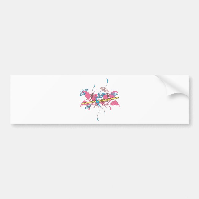 Butterfly Flute Bumper Sticker (Front)